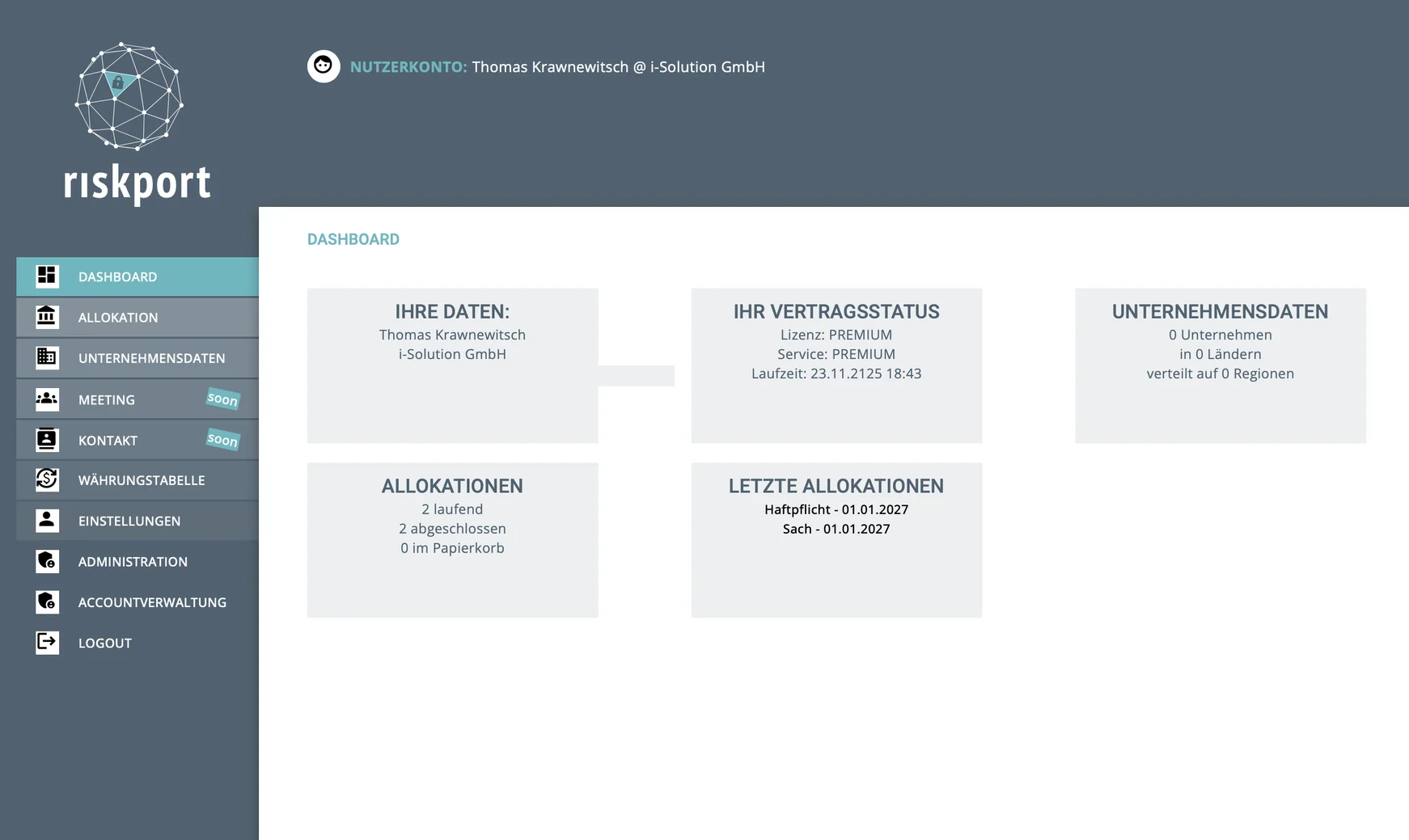 riskport — Dashboard