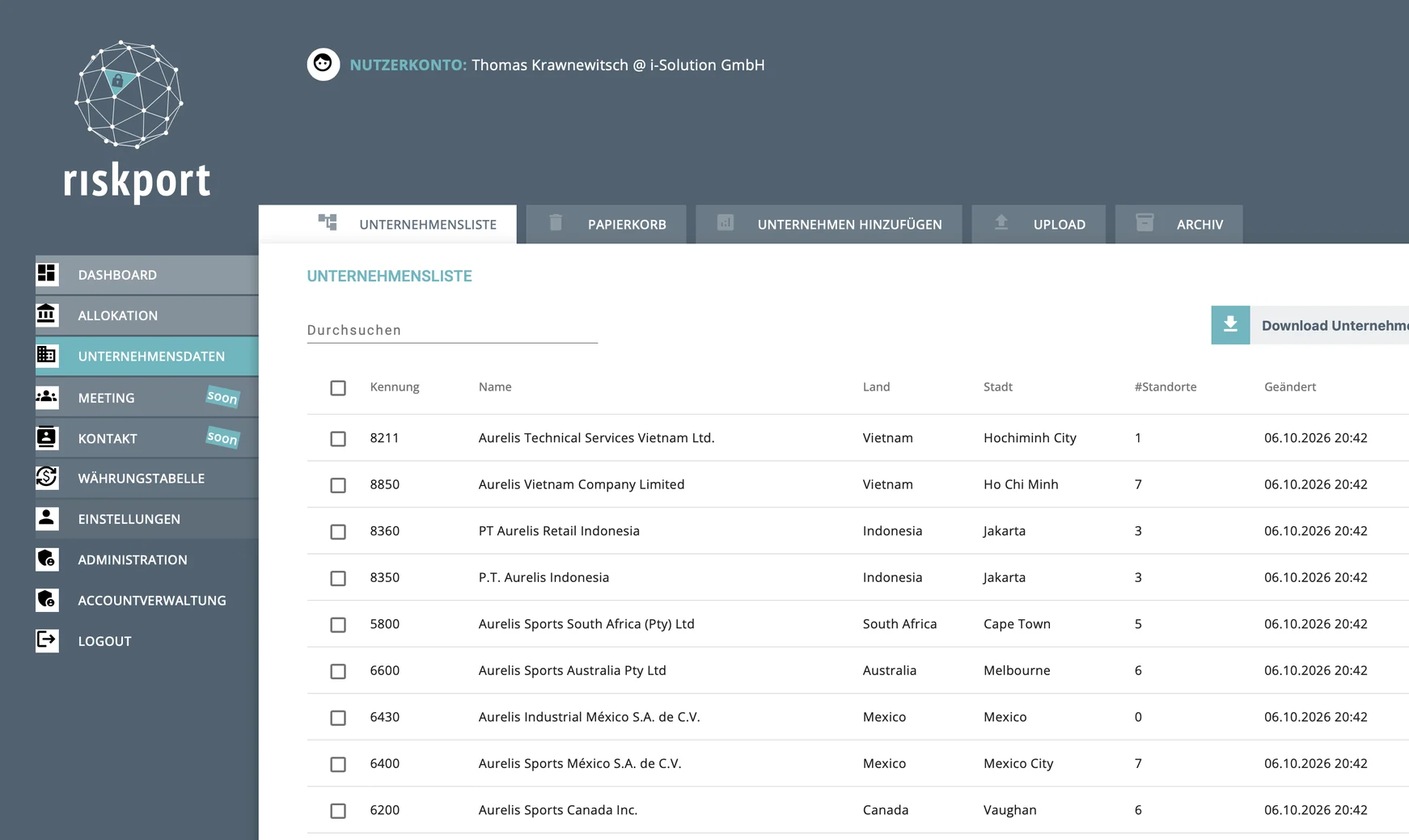riskport — Unternehmensdaten